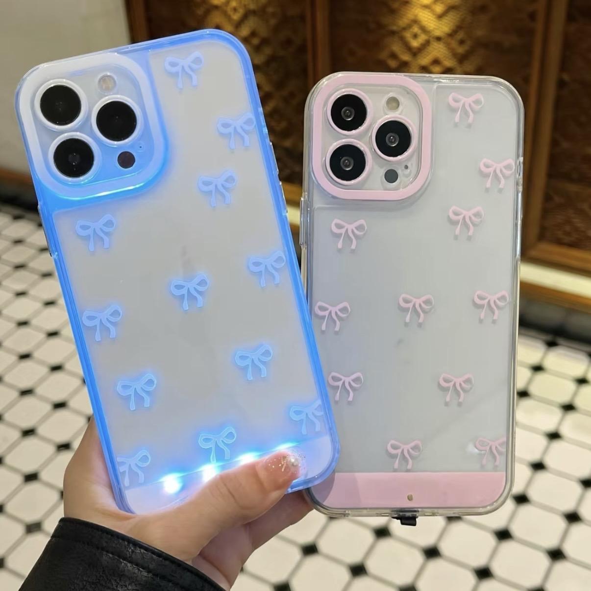 Funda para teléfono con lazo LED vibrante: se ilumina al recibir llamadas o tocar, compatible con iPhone 11/12/13/14/15/16/17 Pro/Pro Max/Plus, elegante funda protectora.