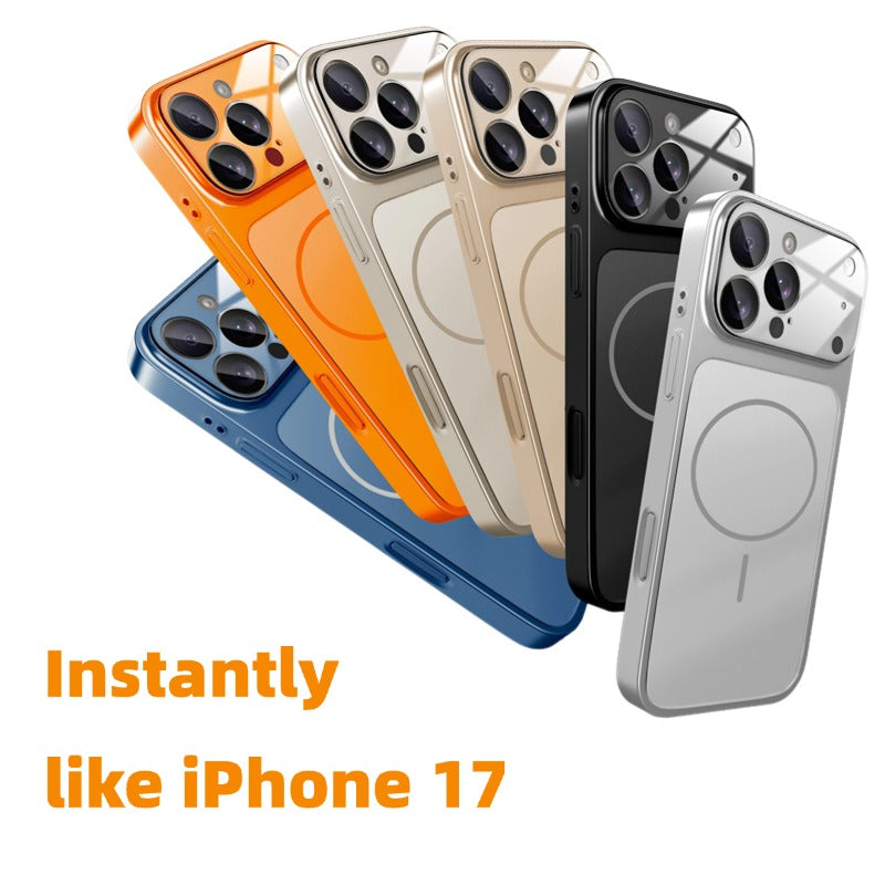 Chrome-framed orange phone case - can change the appearance of your phone to other colors, protruding lens protection, shockproof, compatible with iPhone 17/16/15/14/13/ (Pro/Max/Air/Plus)