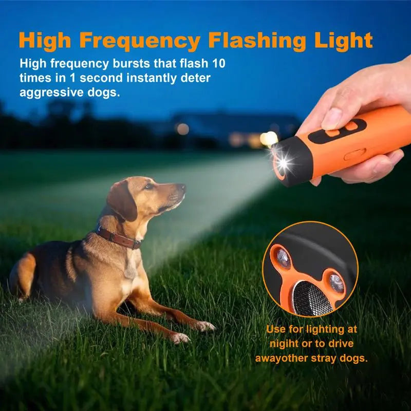 Professional Sonic Emitters Dog Training Tool Dog Bark Deterrent Device with LED Flashlight, 30ft Range Anti Bark Barking Dog Silencer,Rechargeable Portable dog barking stopper