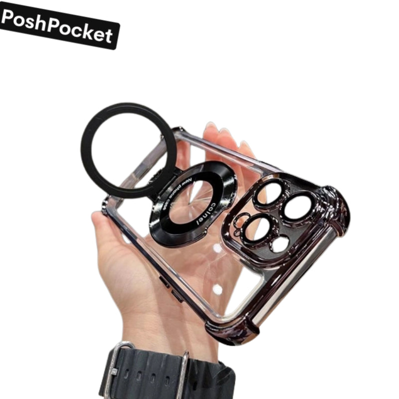 PoshPocket Anti-Drop MagSafe with Metal Stand Phone Case
