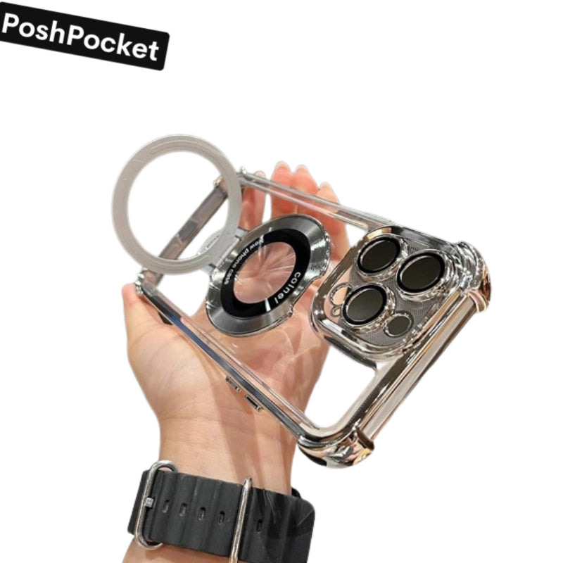 PoshPocket Anti-Drop MagSafe with Metal Stand Phone Case