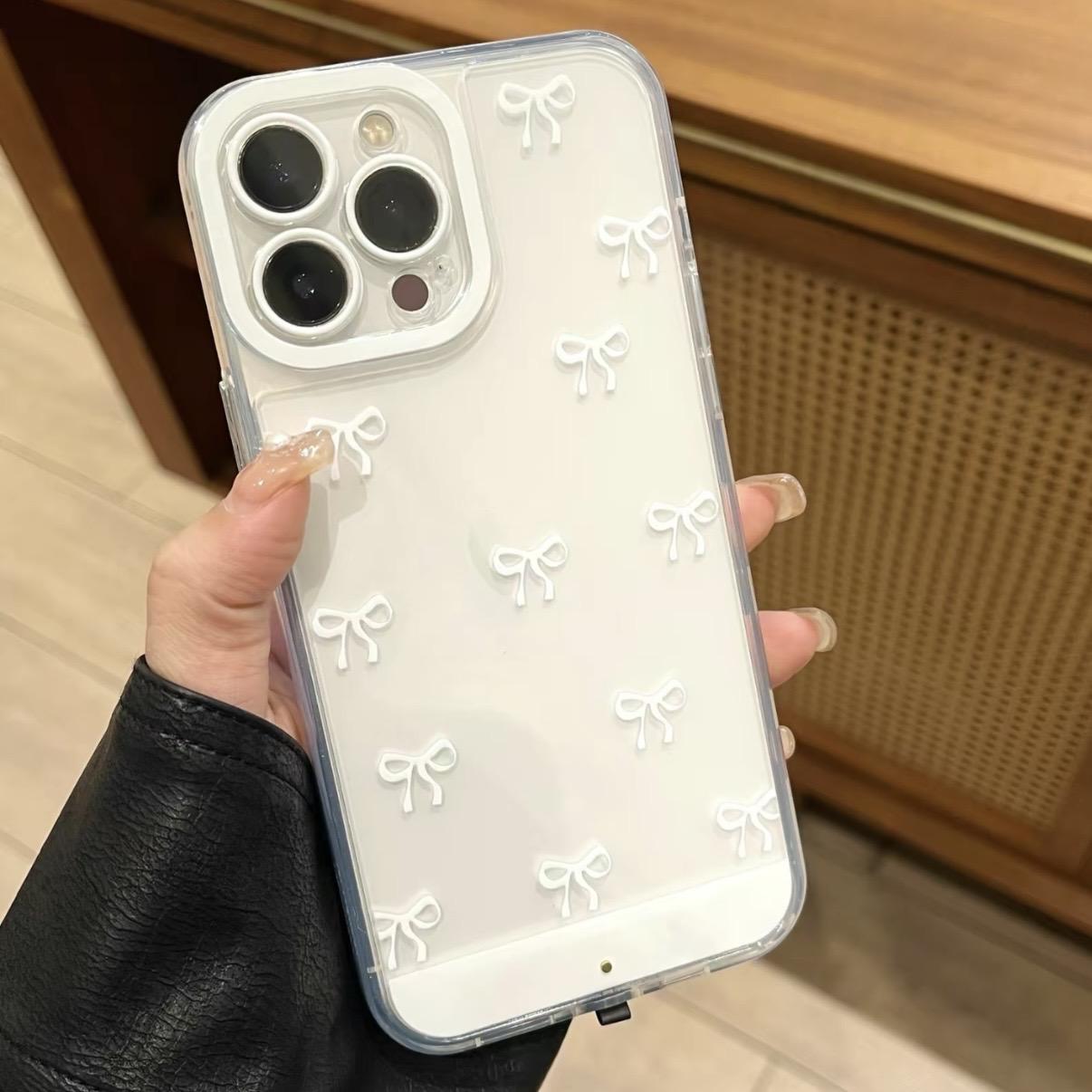 Vibrant LED Bowknot Phone Case - Lights Up on Incoming Calls/Taps, Compatible with iPhone 11/12/13/14/15/16/17 Pro/Pro Max/Plus, Stylish Protective Cover