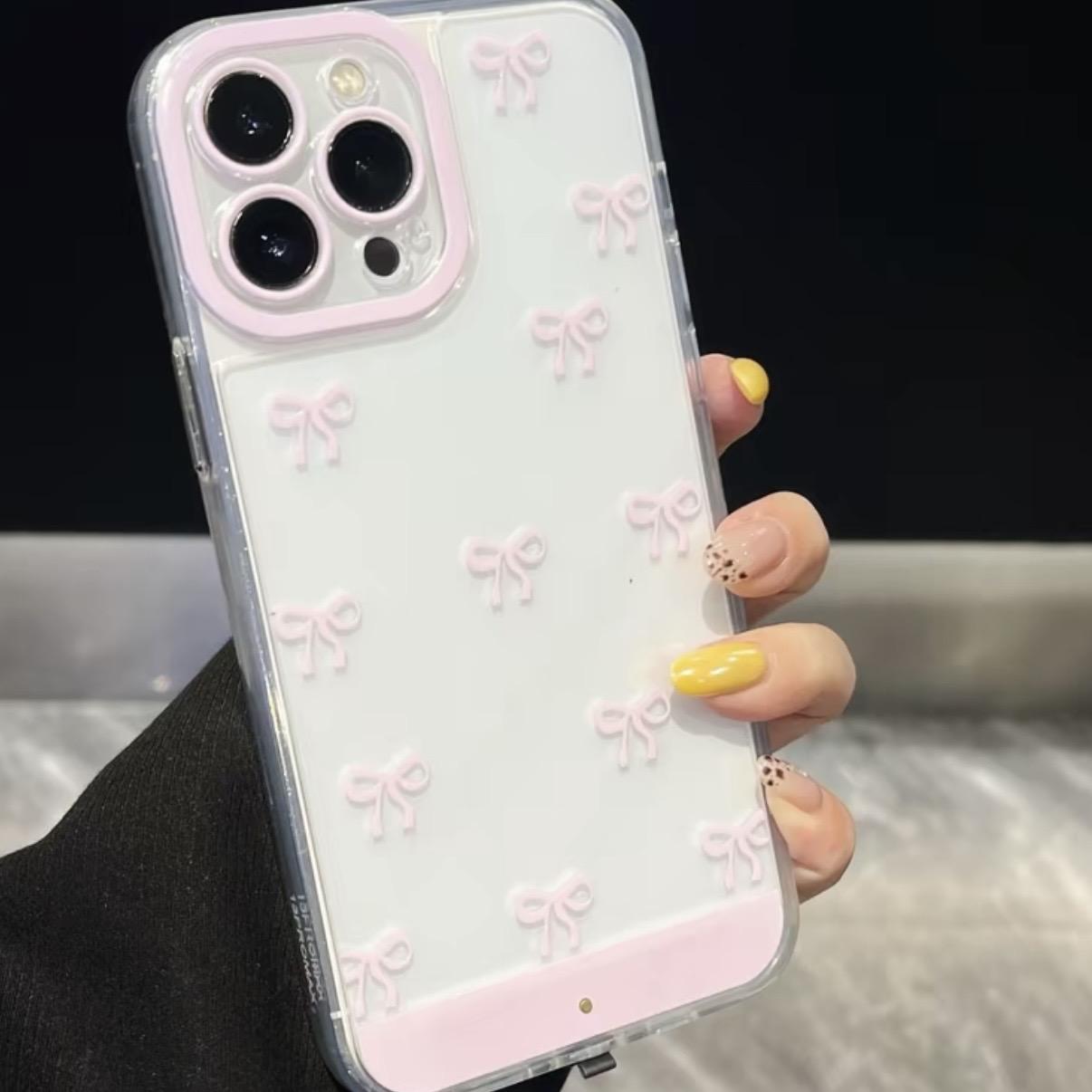 Vibrant LED Bowknot Phone Case - Lights Up on Incoming Calls/Taps, Compatible with iPhone 11/12/13/14/15/16/17 Pro/Pro Max/Plus, Stylish Protective Cover