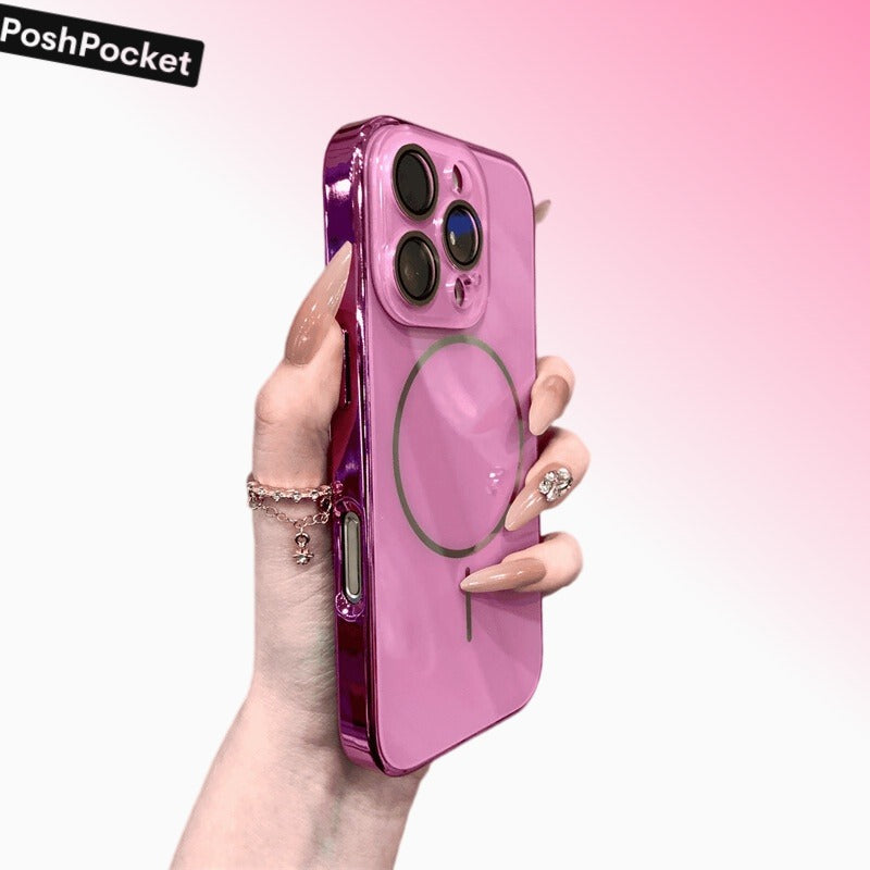 MagSafe Compatible AG Matte Electroplated Ice Crystal Glass Phone Case for iPhone /1716/15/14 Pro Max &ndash; Full-Body Shockproof | Thin Bezel | Built-in Crystal Lens Protector